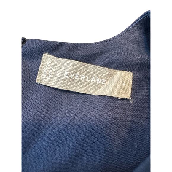 Everlane Structured Cotton V-Neck Jumpsuit in Navy Size 4 EUC Pockets Ankle - Picture 8 of 8